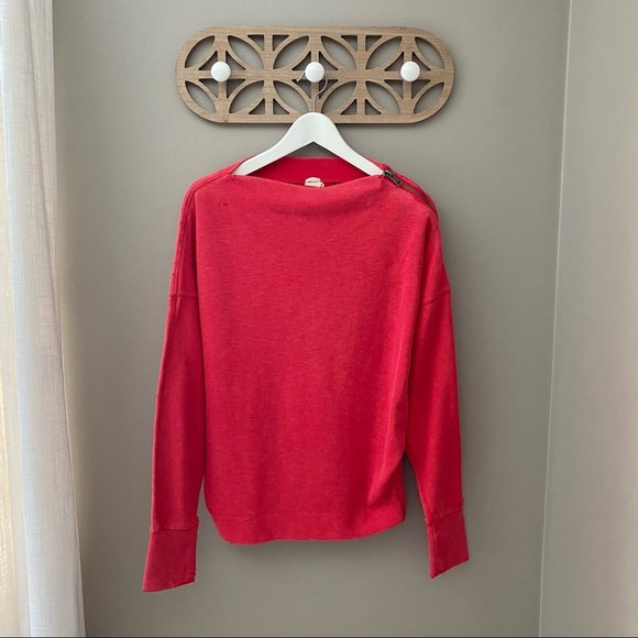 Free People Nikala Slide Zip Sweatshirt Pink Sz Medium - Picture 1 of 11